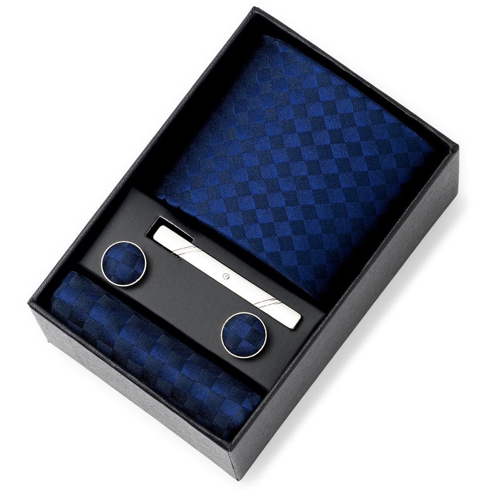 Men'S Tie Net Color Striped Jacquard Yarn Business Professional Tie Set Men'S Gift Box