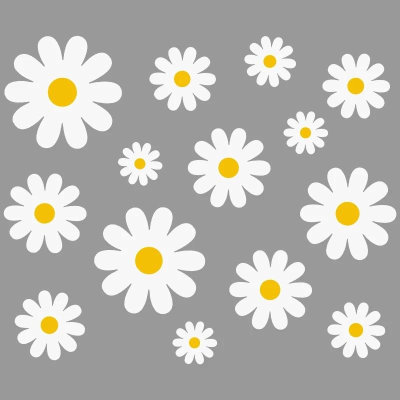 White Daisy Flower Wall Stickers Kids Room Living Room DIY Art Decas Baby Nursery Home Decoration PVC Window Sticker