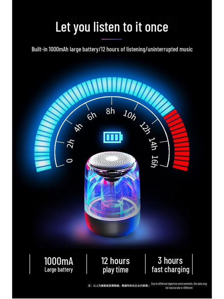 Portable Wireless Bluetooth Speaker with Colorful Night Light and Bass Stereo