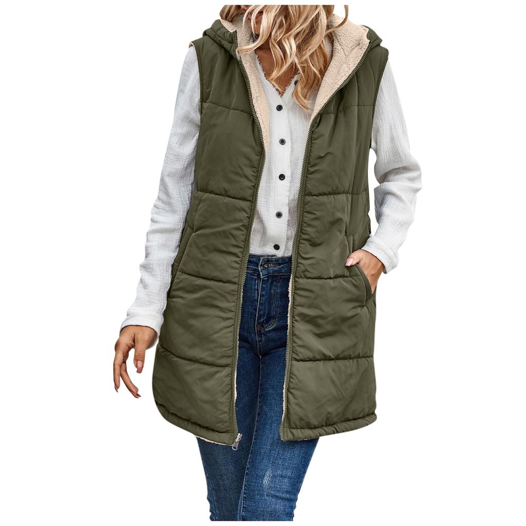 Women's And Winter Casual Fashion Solid Colour Hooded Jacket