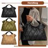 Rhombic Lattice Cotton-Padded Bag Elegant Autumn Winter Female Tote Bags Simple Fashion Soft Nylon Portable for Party Shopping