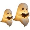 Reizende Geisterregaldekoration Halloween Harzfigur Buch lesend Heim- Bürodekoration Feiertagsgeschenk
