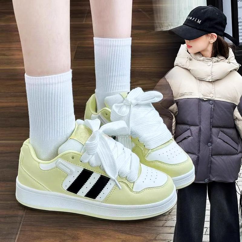 Korean version of girls lace-up white shoes 2025 autumn new trendy cool casual shoes boys fashion running board shoes
