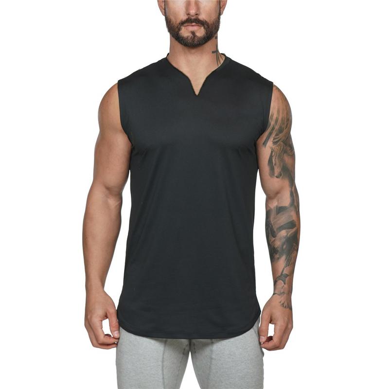 Muscleguys Herren Tank Tops aus Baumwolle mit V-Ausschnitt und schmaler Passform, Fitness, Bodybuilding, bequem, modisch, ärmellos, T-Shirt, Sport, Freizeit