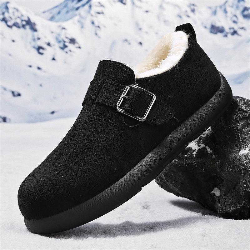 

Men s Wool-lined Winter Snow Boots Warm Fleece-lined Thickened Loafers Comfortable Men s Non-slip Height-increasing Work Shoes 45 чёрный