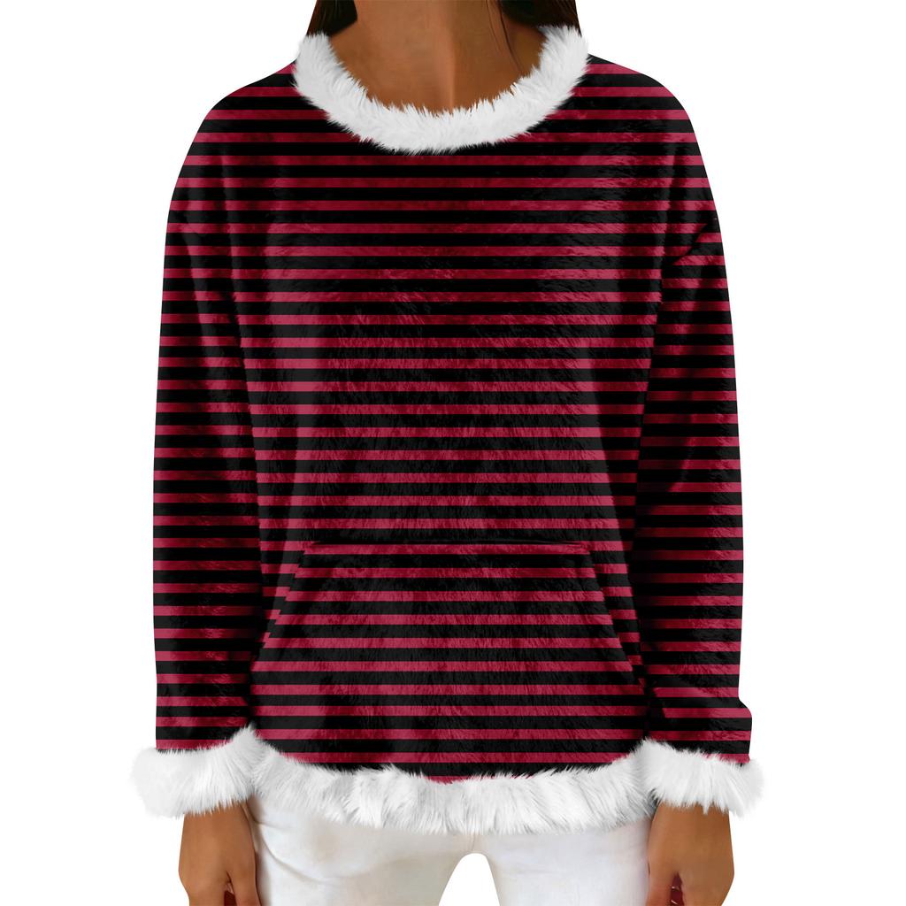 Women's Casual Fleece Sweatshirt  Long-Sleeve Round  Neck Casual Comfortable Loose-Fit Lightweight Women's Flannel Sweatshirt