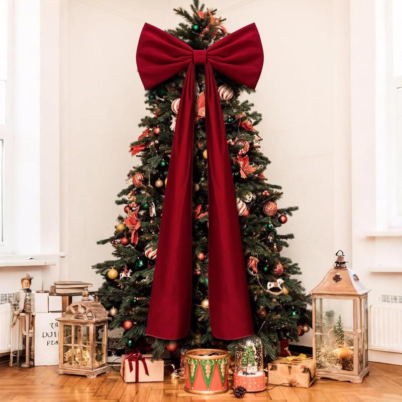 Velvet Christmas Swan Ornament With Bow Hanging Decor Tree Home Party DIY Scene Setup