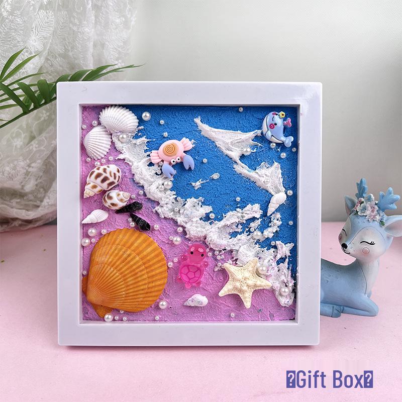 

Натуральна мушля Морська Мушля Фоторамка для Пляжу: Набір для декоративного текстурного малювання своїми руками, ручний розпис, для дітей