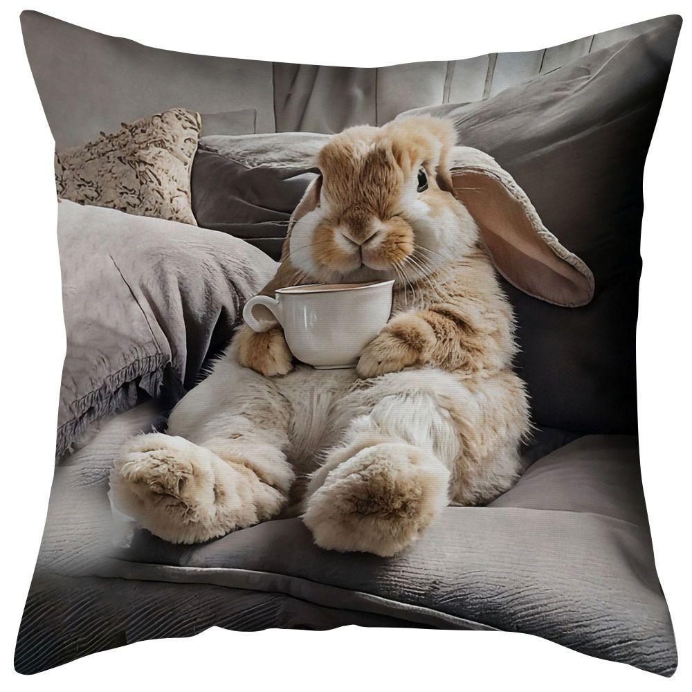 Vibrant Bohemian Style Short Plush Pillow Cover 45x45cm Charming Kitten Living Room Bedroom Decor (Pillow Insert Not Included)