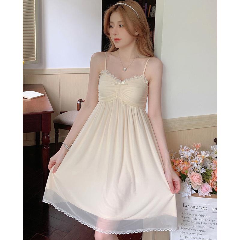 Jarní/Letní Sexy Sladká Noční košilka na jedno rameno - Čistá Touha Špagetová sukně Pyžamo, Princeznovský styl