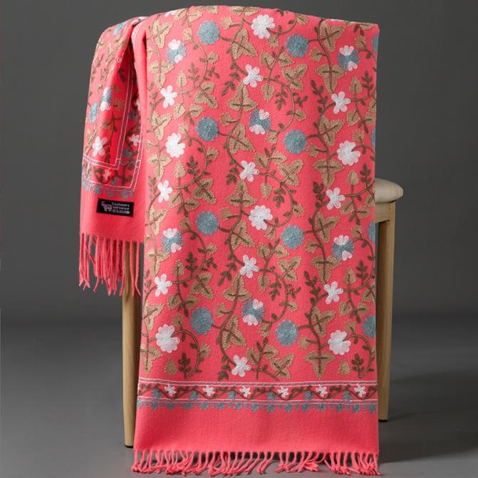 Women Winter Scart Embroidery Scarves Tippet Fashion Shawl Women Shawls Wraps Long Tassel Female Foulard Blanket Wrap Scarf