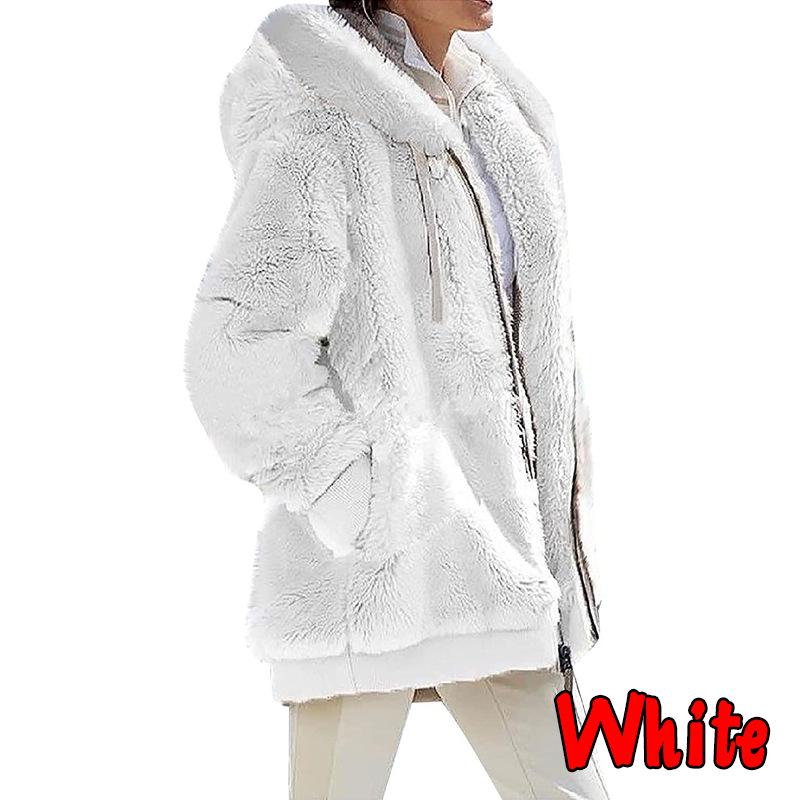 Giacca con cappuccio e zip in peluche da donna Autunno/Inverno