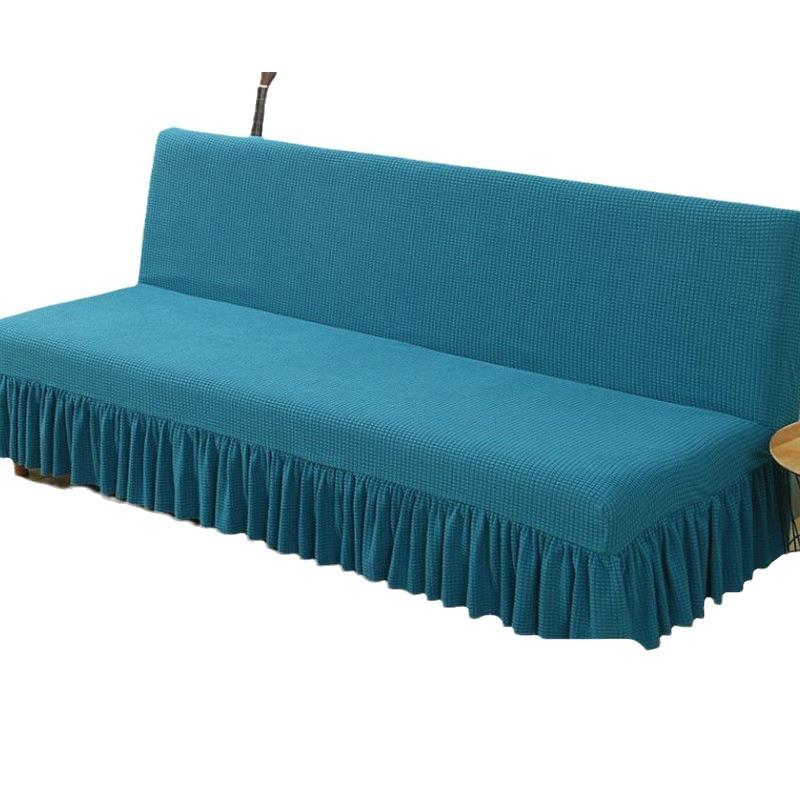 Folding Sofa Bed Cover Without Armrests, Solid Color Thickened Sofa Bed Cover, Simple Modern Sofa Cover All-Inclusive Skirt