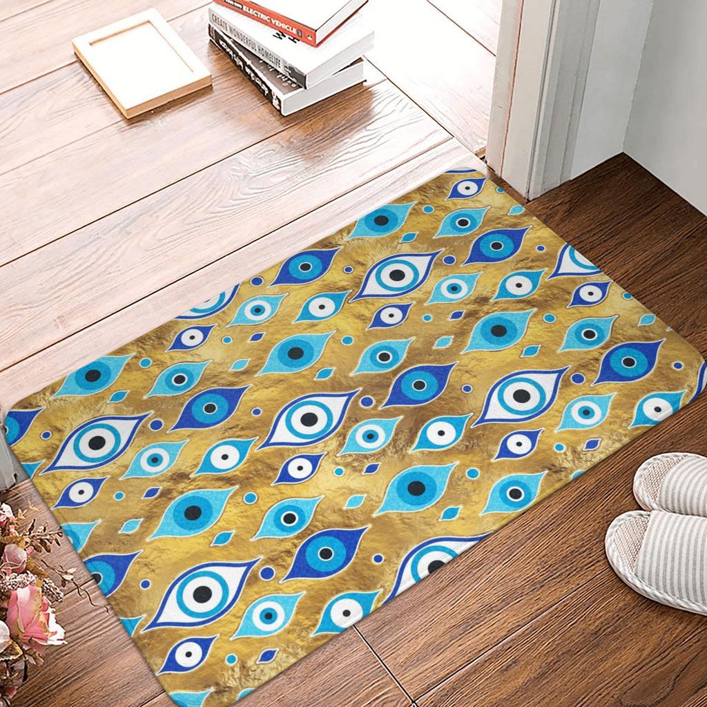 Turkish Amulet Mediterranean Evil Eye Doormat Non-Slip Bathroom Kitchen Mat Toilet Door Floor Entrance Carpet Rug