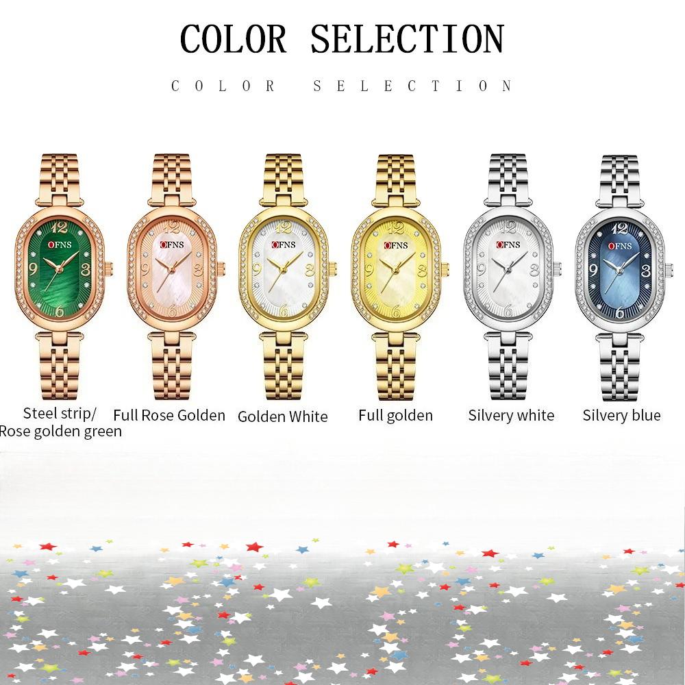 Ofns 1575 Luxury Exquisite Quartz Women's Full Steel Waterproof Diamond Inlaid Watch