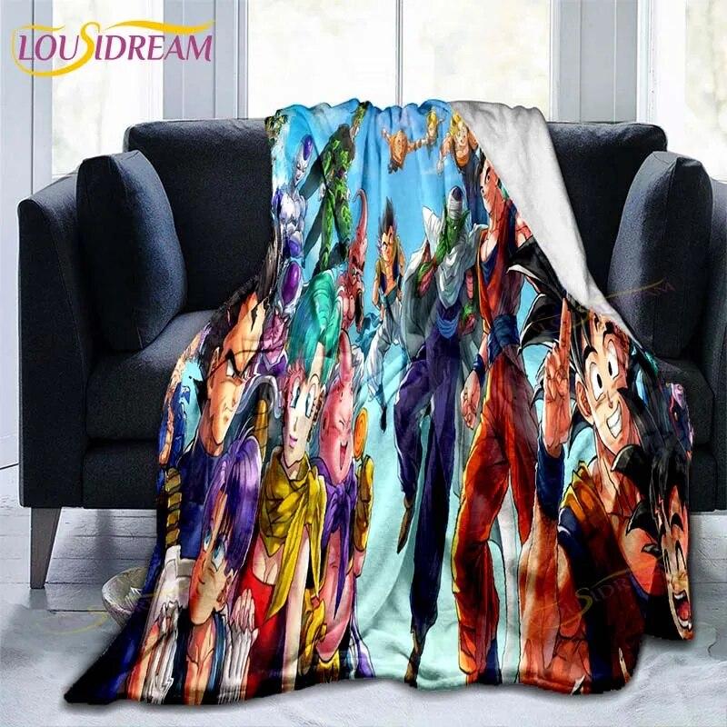 Couverture en flanelle avec personnages de dessins animés japonais célèbres, couverture polaire pour enfants, canapé, voyage, Camping