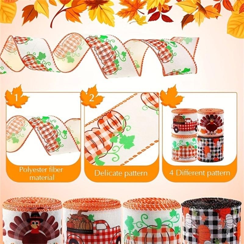 Thanksgiving 5 Yards Pumpkin Orange Ribbon for Crafting and Gift Wrapping Fall Harvest Polyester Ribbons