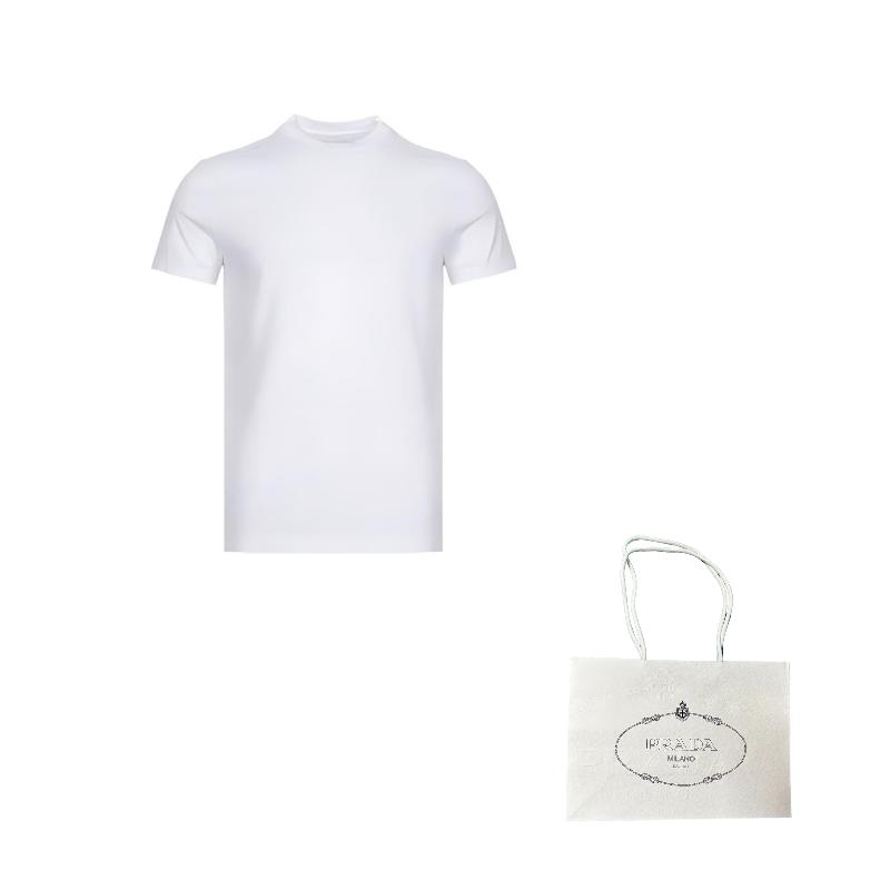 PRADA T-Shirts Men's White Crew Neck Moderate DNA829-11CD-FO009-S-221