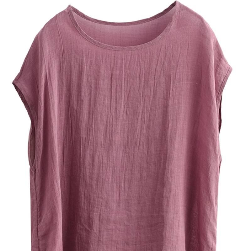 2026 Summer Women's Loose Fit Solid Color Short Sleeve Pullover Top