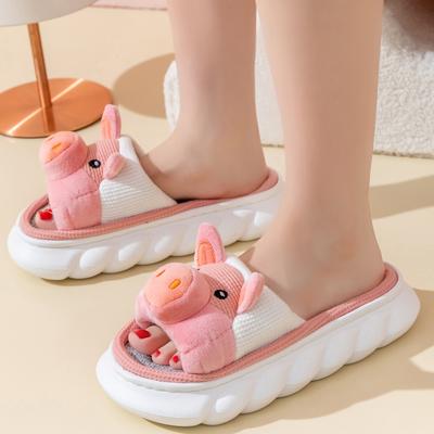 Mulheres animais slides casa porco bonito feminino plataforma chinelos com interior adorável macio feminino sapatos de casa para meninas