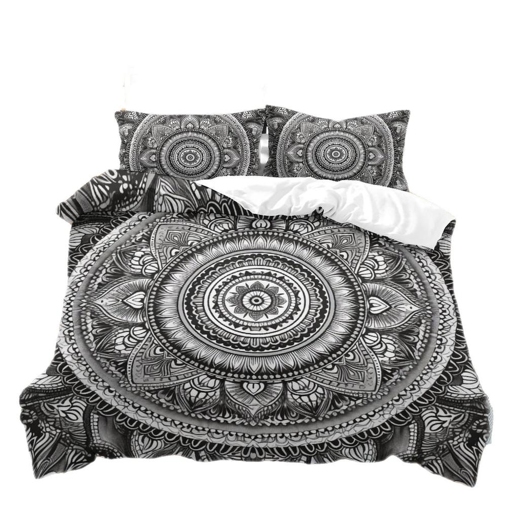 Black And White Mandala 3D Digital Printing Polyester Quilt Cover Two Or Three Pieces Can Be