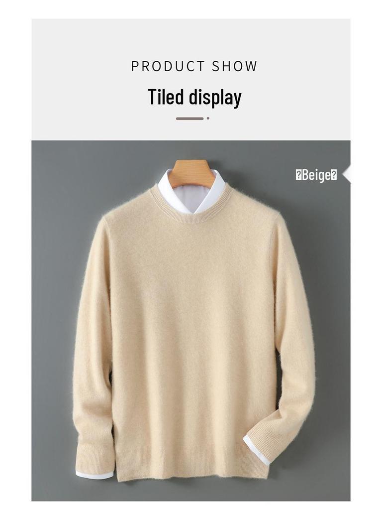 Herren Wollpullover mit Rundhalsausschnitt - Weich, Locker und Bequem Vielseitige Strickware für Herbst und Winter