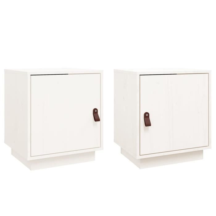 818278 vidaXL Bedside Tables 2 Pcs White 40x34x45 Cm Solid Pine Wood