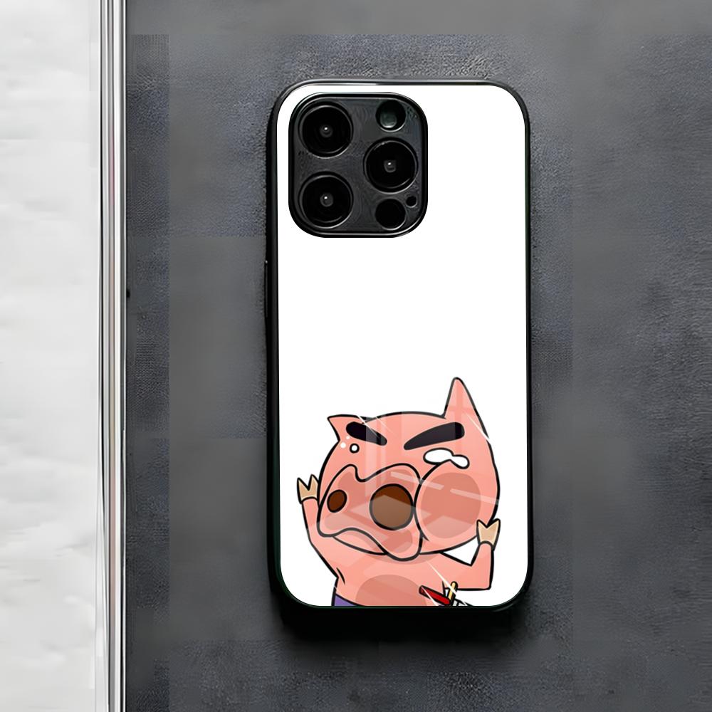 Anime Buriburizaemon Pig Phone Case For IPhone 17 Air 16 E Pro Max 15 14 13 Mini 12 Pro 11 Max Plus Black Glass Cover