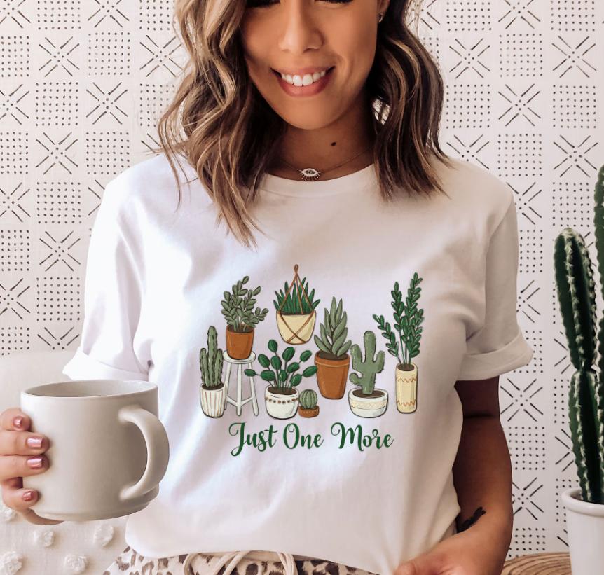 Korean Style Versatile Fashion Retro Never Enough Plants TShirt Cactus  Potted Plants Graphic Casual Short Sleeve for Women