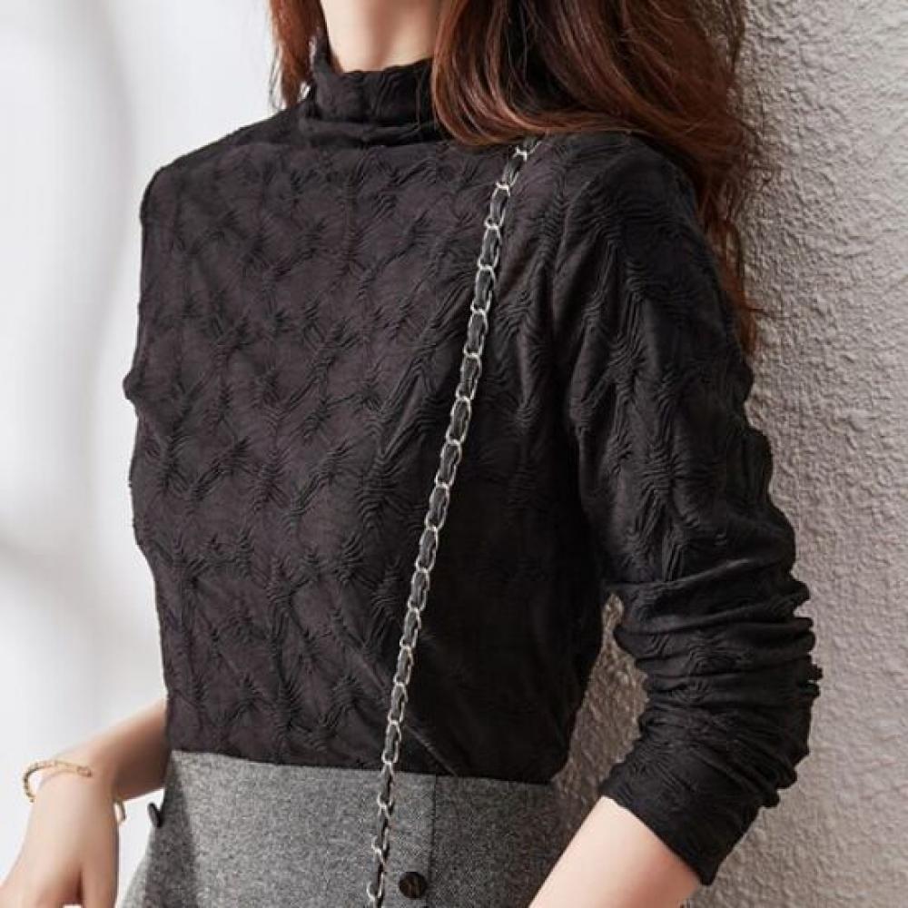 Navava Women S Fleece Lined Mock Neck Long Sleeve T ShirT nT3146