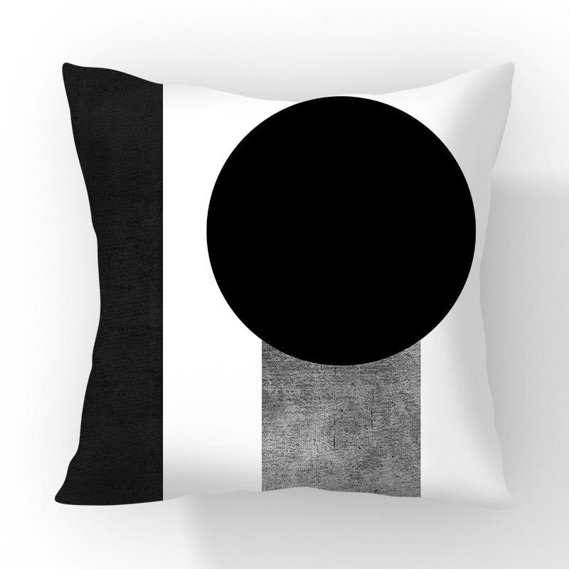 New Contrasting Color Pillow Geometric Pattern Stitching Black Pillow Case Living Room Sofa Cushion Car Pillow Case