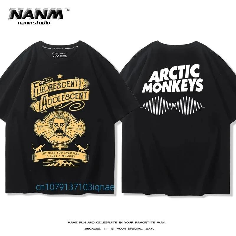 

Высококачественная хлопковая футболка Arctic Monkeys Arctic Monkeys Rock с короткими рукавами для мальчиков и девочек, американская уличная свободная футболка, футболка унисекс