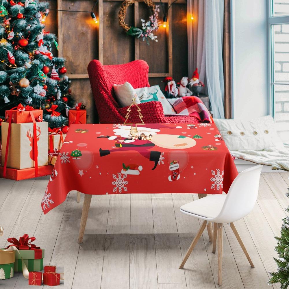 Elegant Red Christmas Tablecloth New Year Dining Table Cover Luxury Rectangular Coffee Table Cloth