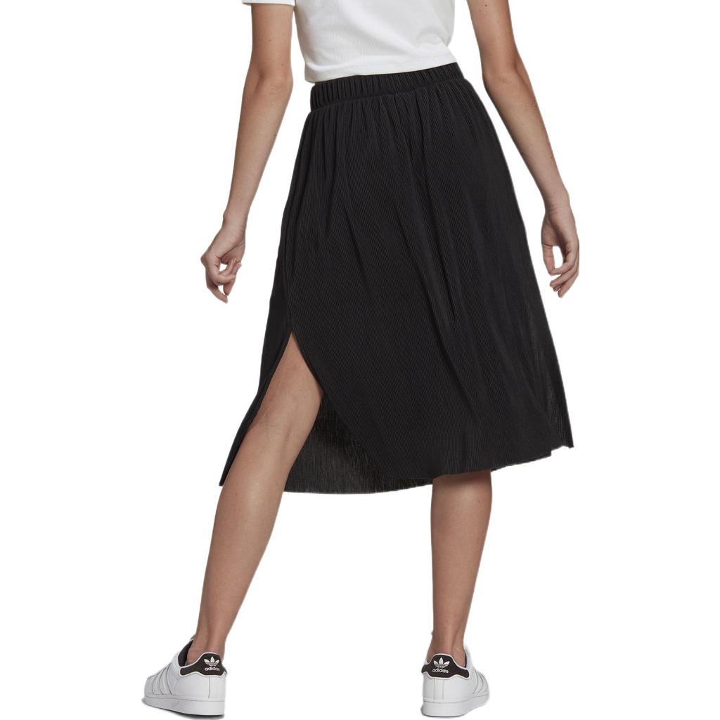 Adidas Originals Adicolor Solid Pleated Elastic Waist Casual Long Skirt Women skirts Black HG1091