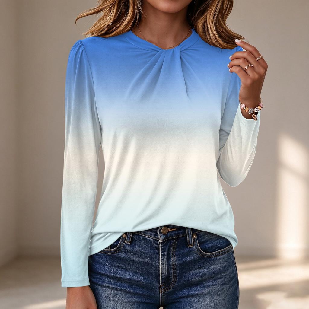 Women's Long Sleeve Knot Neck Casual Blouse Top for or Everyday Wear