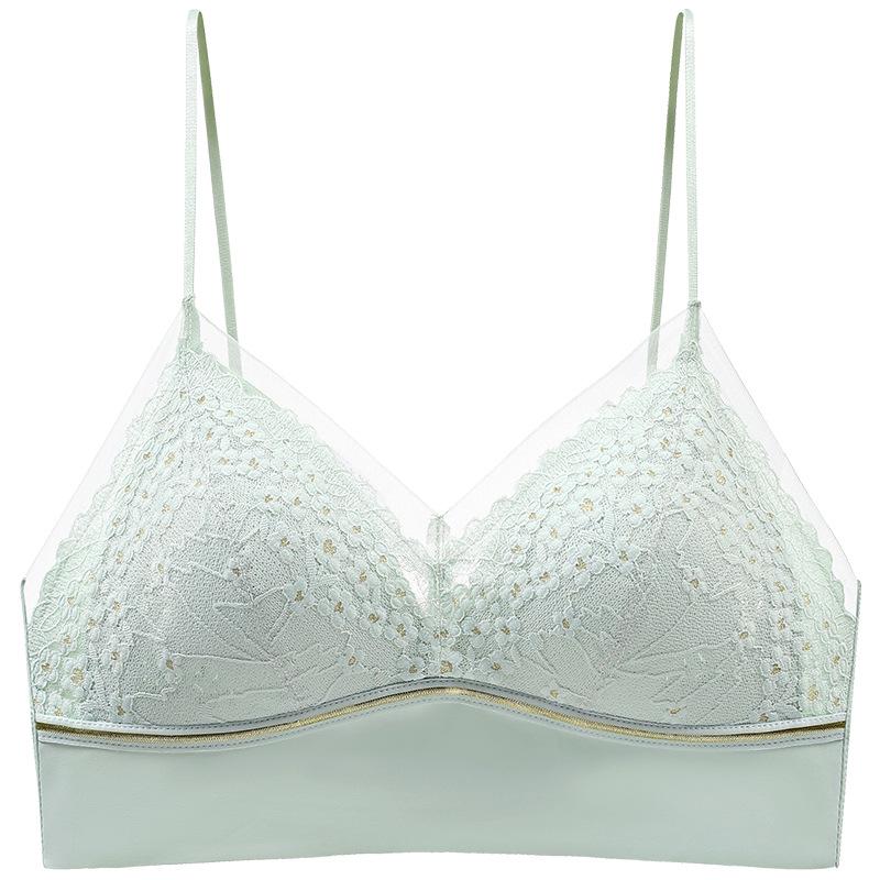 Sexy French Triangle Cup Light and Thin Gathering Seamless Back Lace Collection Breast Sling Seamless Bra Cover