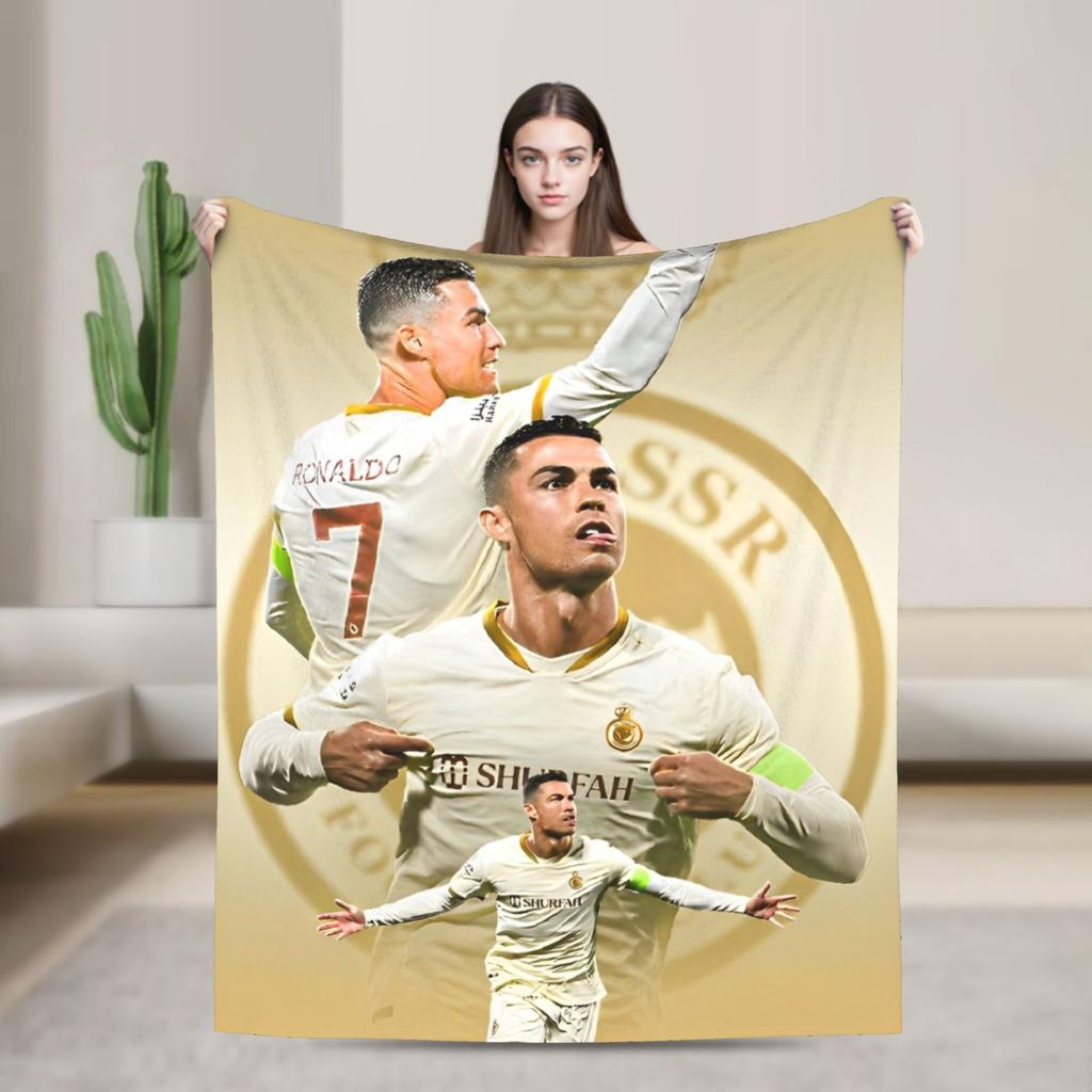 C Ronaldos Football Soccer Blankets  Flannel Funny Breathable Throw Blankets for Home  Winter