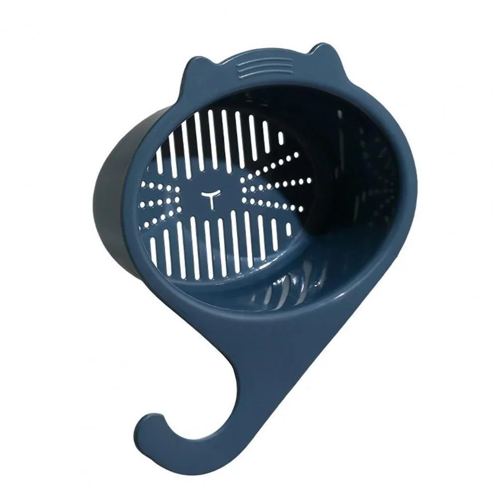 Round Cartoon Cat Sink Strainer Household Fruit Vegetable Drainer Basket Filter Shelf Sponge Rack Kitchen Tool Accessories
