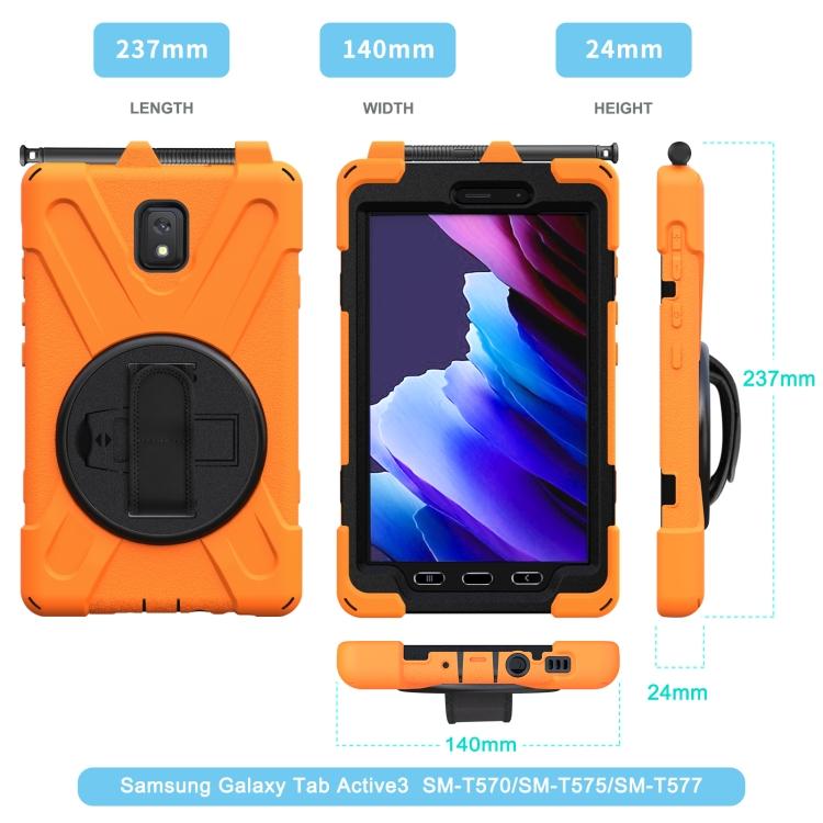 For Samsung Galaxy Tab Active 3 T570 / T575 8.0 Shockproof Colorful Silicone + PC Protective Case with Holder & Shoulder Strap & Hand Strap