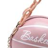 Fashion Women Basketball Bag PU Leather Chain Round Graphic Tote for Gift Shopping Ladies
