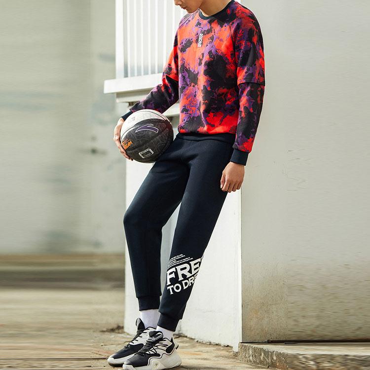 Anta Basketball Series Letter Pattern Knit Sports Joggers Men bottoms Black 152211319-1