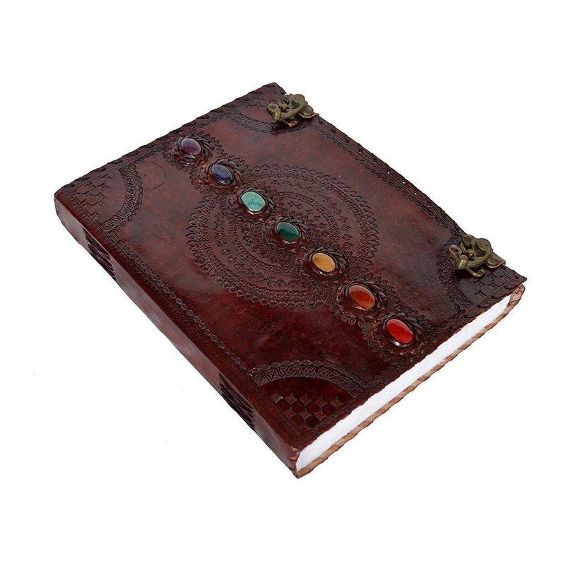 Handbound Leather Journal/ Spell Book Of Shadow /Journal Personalized/ Leather Sevan Stone Journal /medieval book large Brown Blank Book