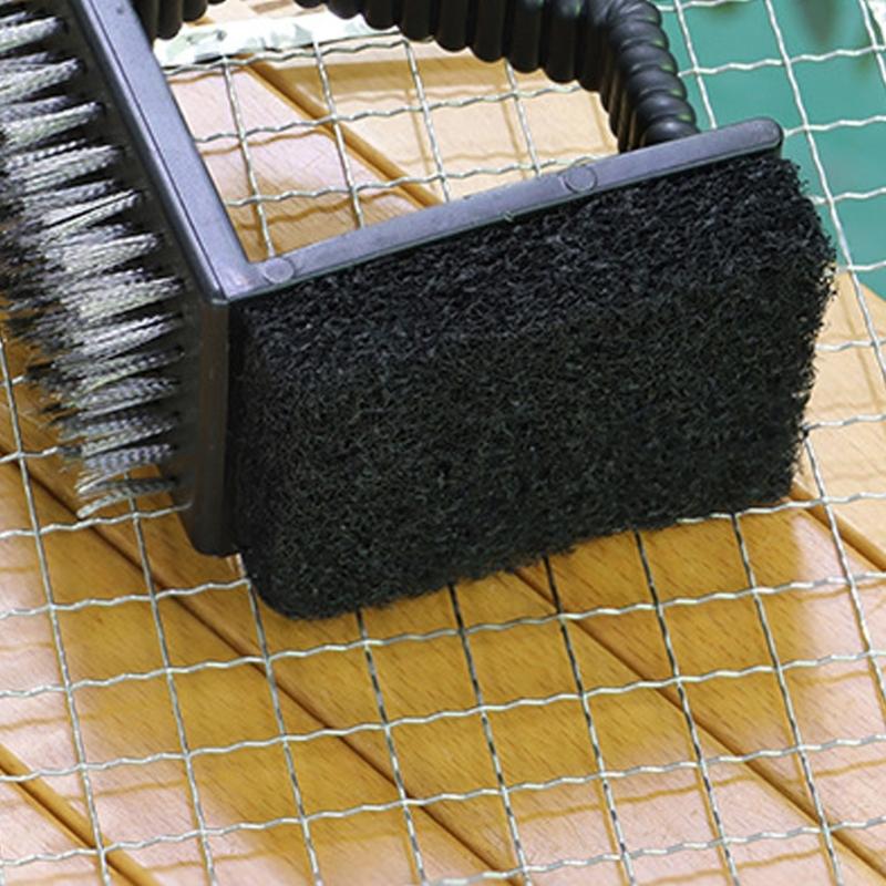 Practical Stainless Steel BBQ Cleaner Brush Copper Wire Bristles And Stainless Steel Scrapers Cleaning Tool