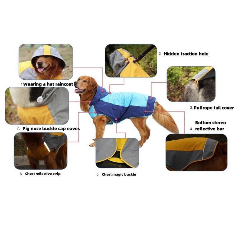 Rainproof dog coat, universal waterproof clothing for pets, suitable for medium and large-sized pets