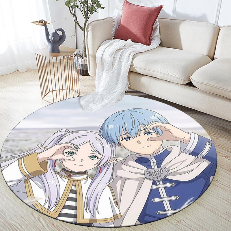 Frieren2 Round Area Rug,Carpet Rug for Living Room Bedroom Sofa Playroom Decor,Non-slip Floor Mat