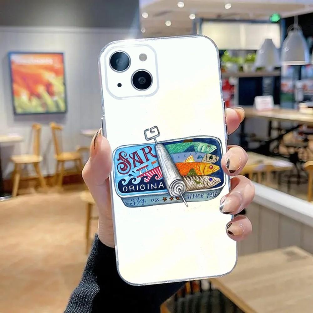 Funny Sardines Phone Case For iPhone 16 15 14 13 12 11 Pro Max Mini X XS SE 7 8 Plus 16E Shockproof Non-Slip Silicone Soft Cover