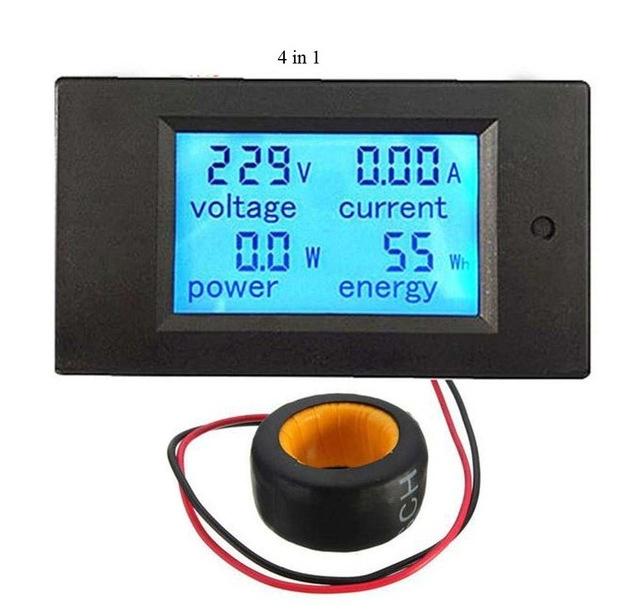 PZEM-061 4 In 1 DC Digital Display Meter Voltage Measuring Instrument, AC 80-260V, 100A(Black)