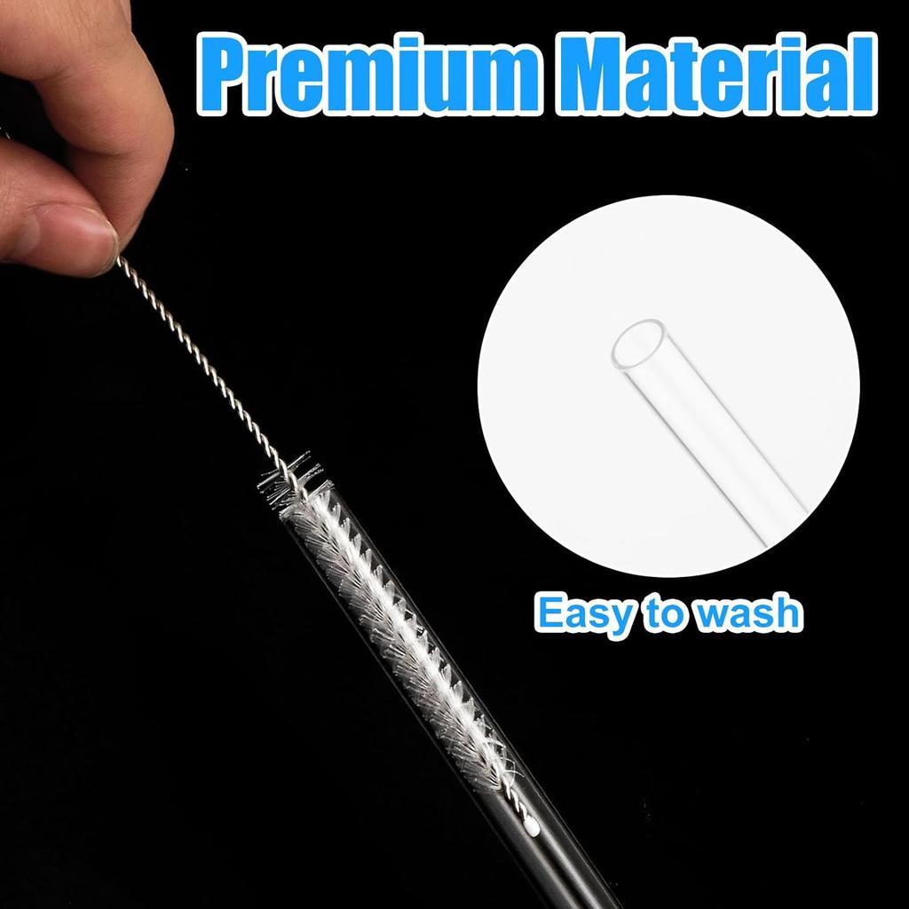 6pcs Replacement Straw for Yeti 42oz, Reble Plastic Drinking Straws with Long Straw Brush and Cleaner Compatible with Yeti Cups and Other 10.6in