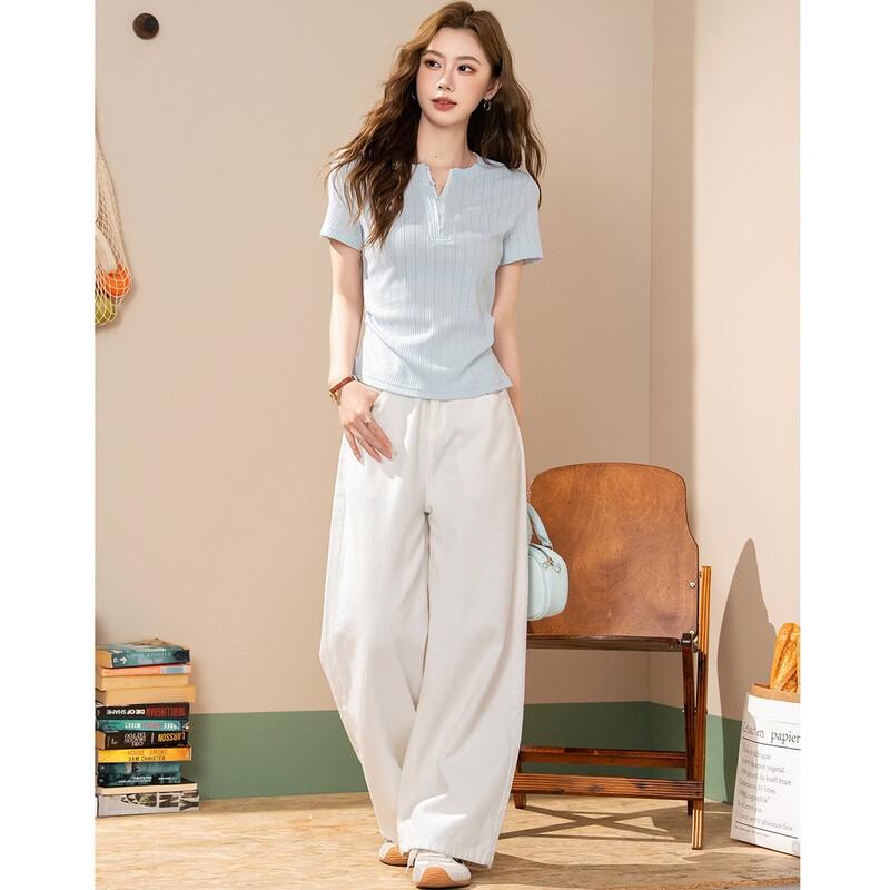 Demana Women's V-Neck Short Sleeve Summer T-Shirt