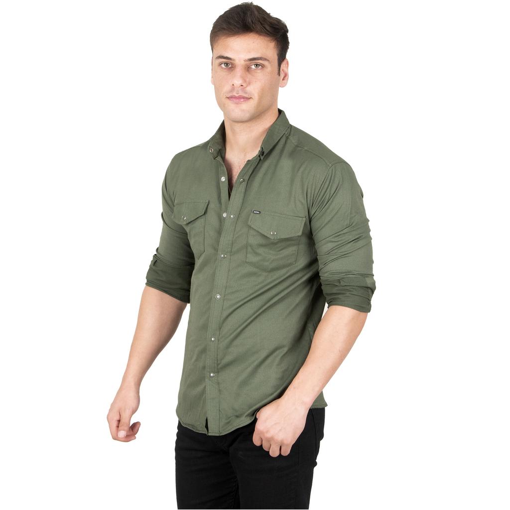 DeepSEA Herren-Hemd aus gestricktem Stoff mit Druckknopf und doppelter Tasche 2300415